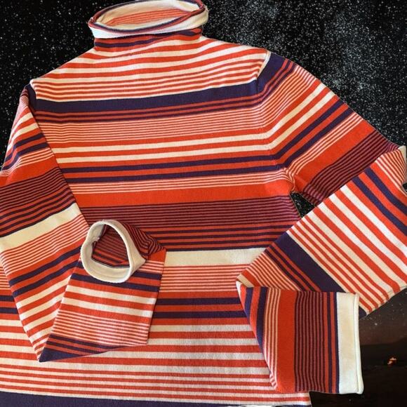 XS Duluth Trading Co. Burnt Orange Stripped Prep S'no Sweat Mock Neck Striped - Picture 11 of 11